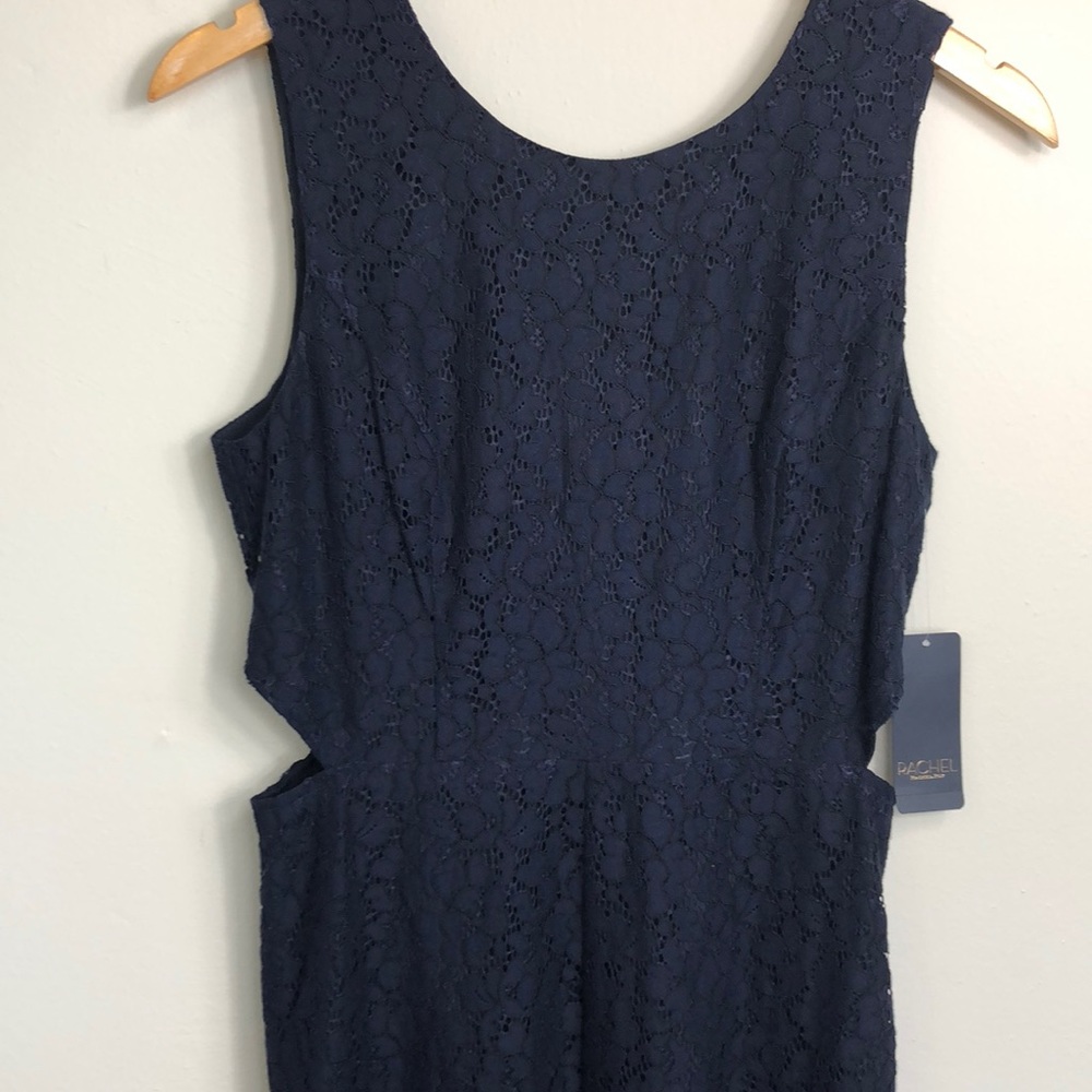 NWT  RACHEL Rachel Roy Navy Elana Lace Dress Cut out Side  Dress - Picture 11 of 14
